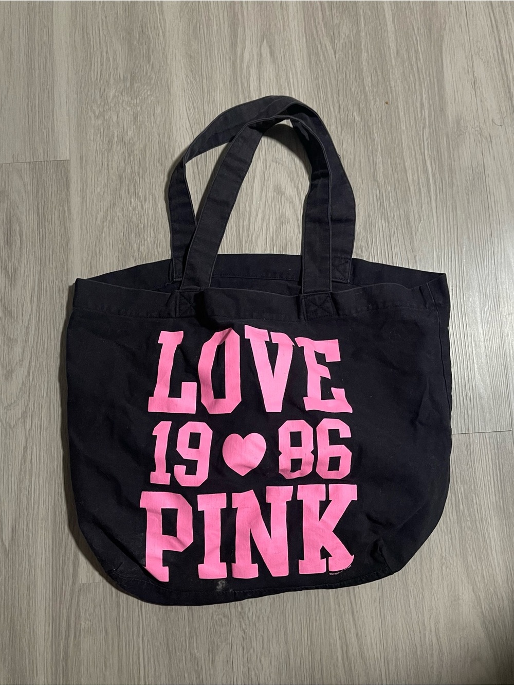 PINK Victoria's Secret Black Tote with Pink LOVE Graphic